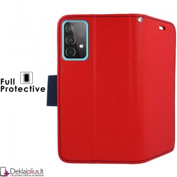 Telone fancy dėklas su skyreliais - raudonas (telefonui Samsung A52/A52 5G/A52S 5G)